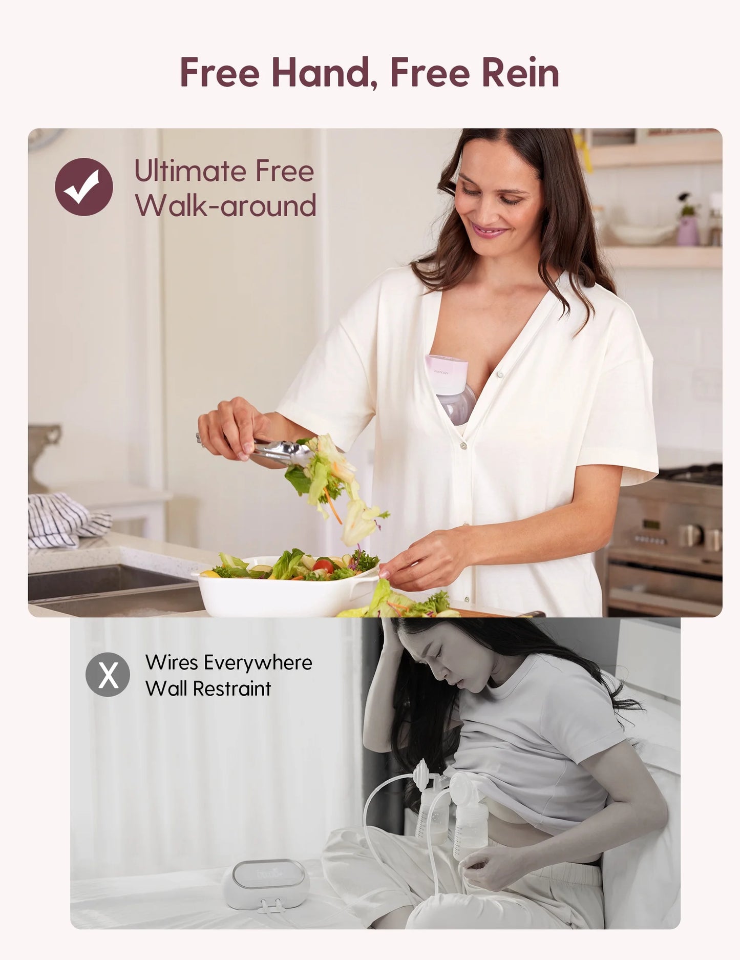 M5 Portable Electric Breast Pump - Hands-Free Wearable with 3 Modes and 9 Suction Levels, 24mm, 2-Pack in Gradient Pink