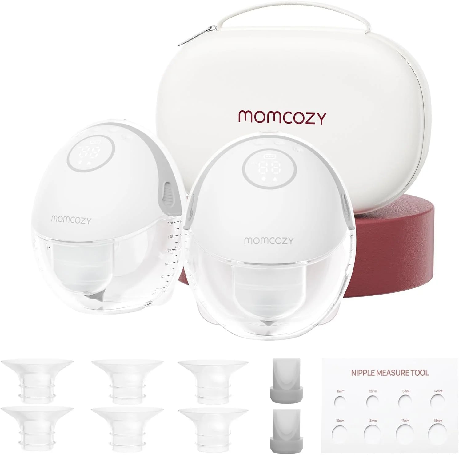 Hands-Free Wearable Breast Pump M6 with Doublefit Flange, 9 Adjustable Levels, 24mm, 2-Pack in Quill Gray