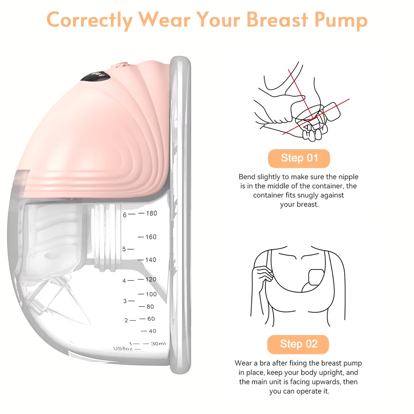 Hands-Free Portable Electric Breast Pump - BPA-Free Silent Milk Collector