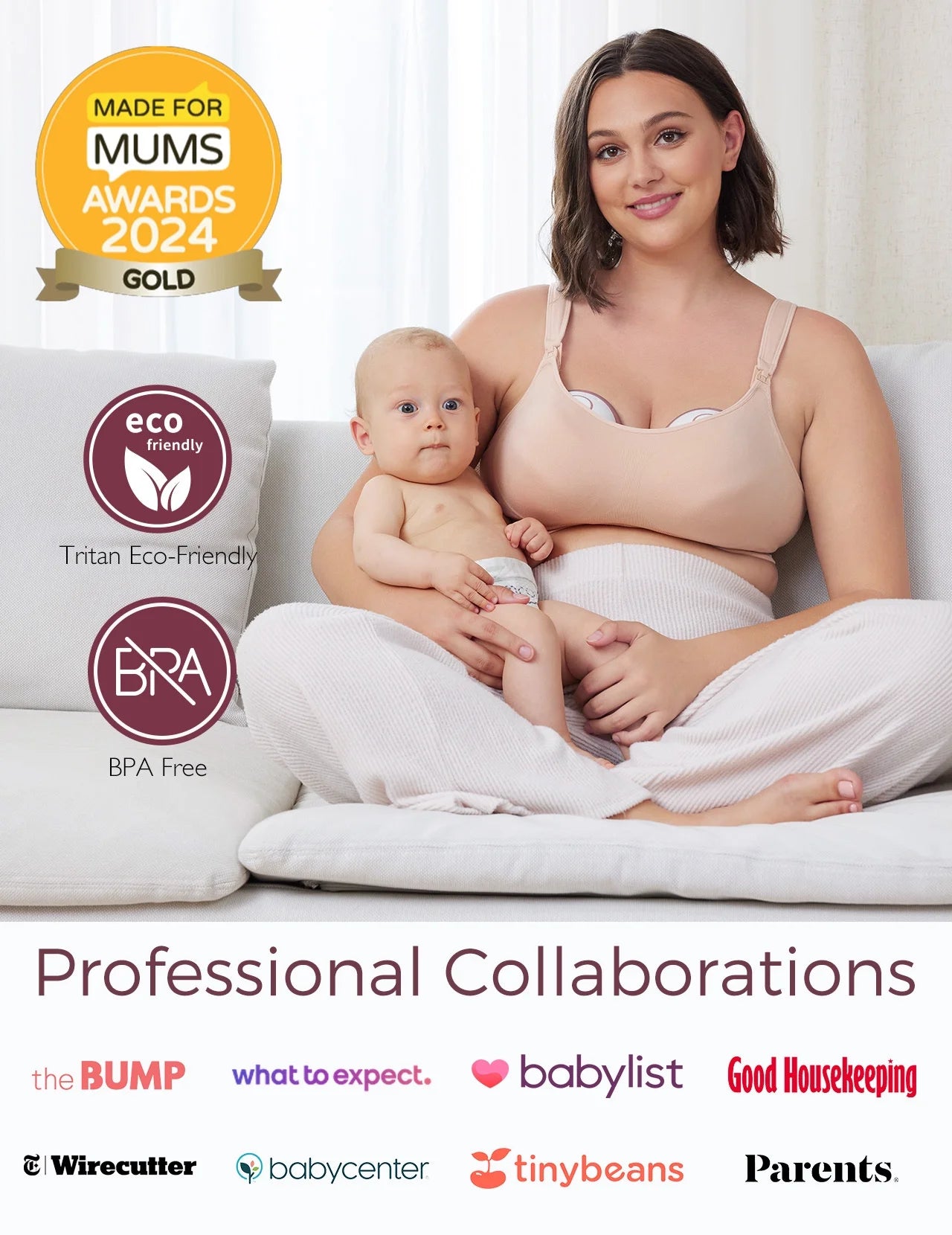 Hands-Free Wearable Breast Pump M6 - Optimal Rhythm for Enhanced Milk Production, Doublefit Flange for Comfort & Discretion, Featuring 3 Modes & 9 Levels, 24mm