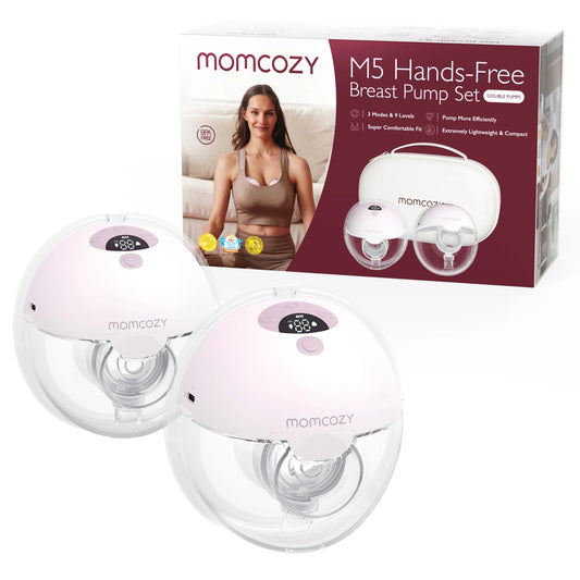 M5 Portable Electric Breast Pump - Hands-Free Wearable with 3 Modes and 9 Suction Levels, 24mm, 2-Pack in Gradient Pink