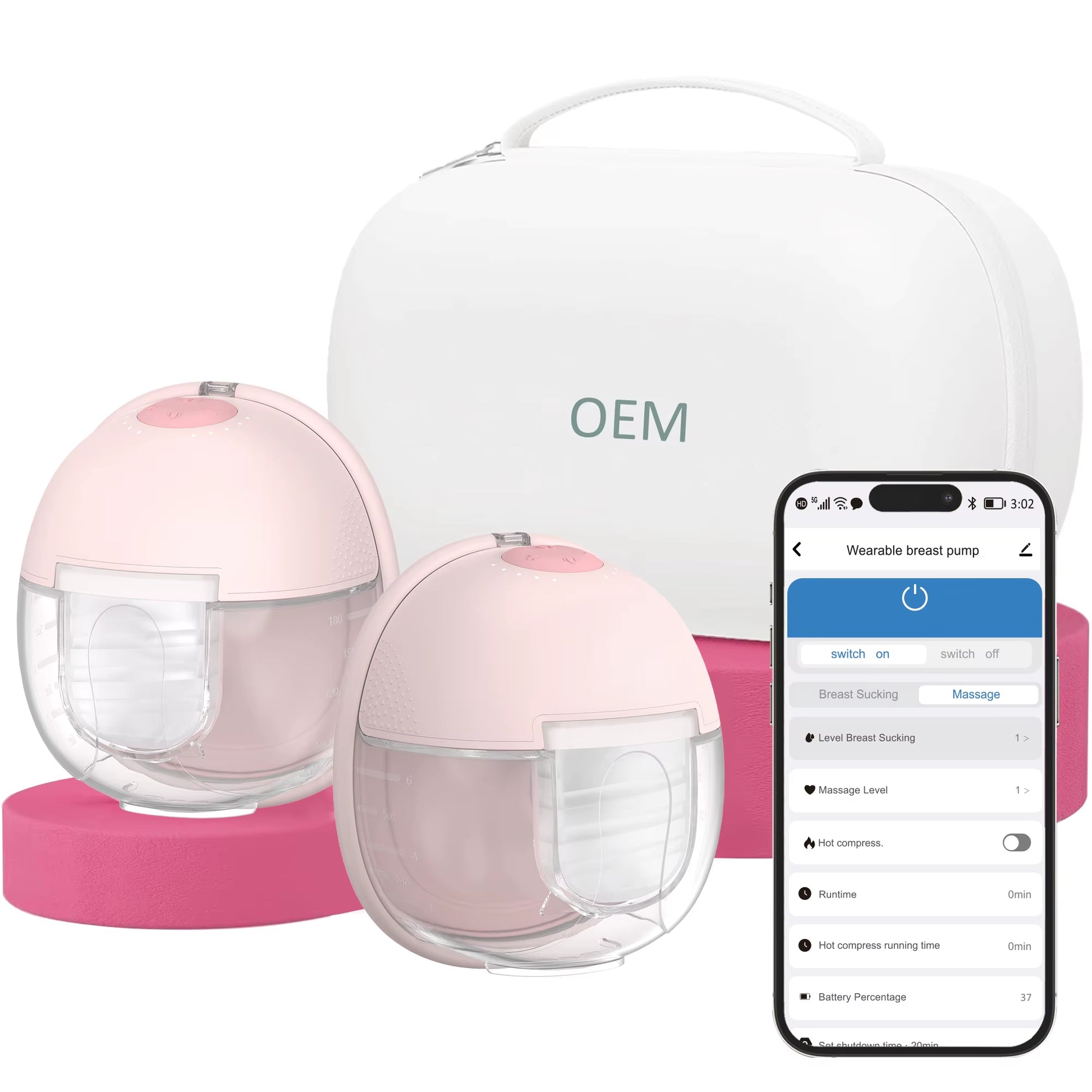 2025 APP-Controlled Hands-Free Electric Breast Pump with Pump Case and Silent Hot Compress Function