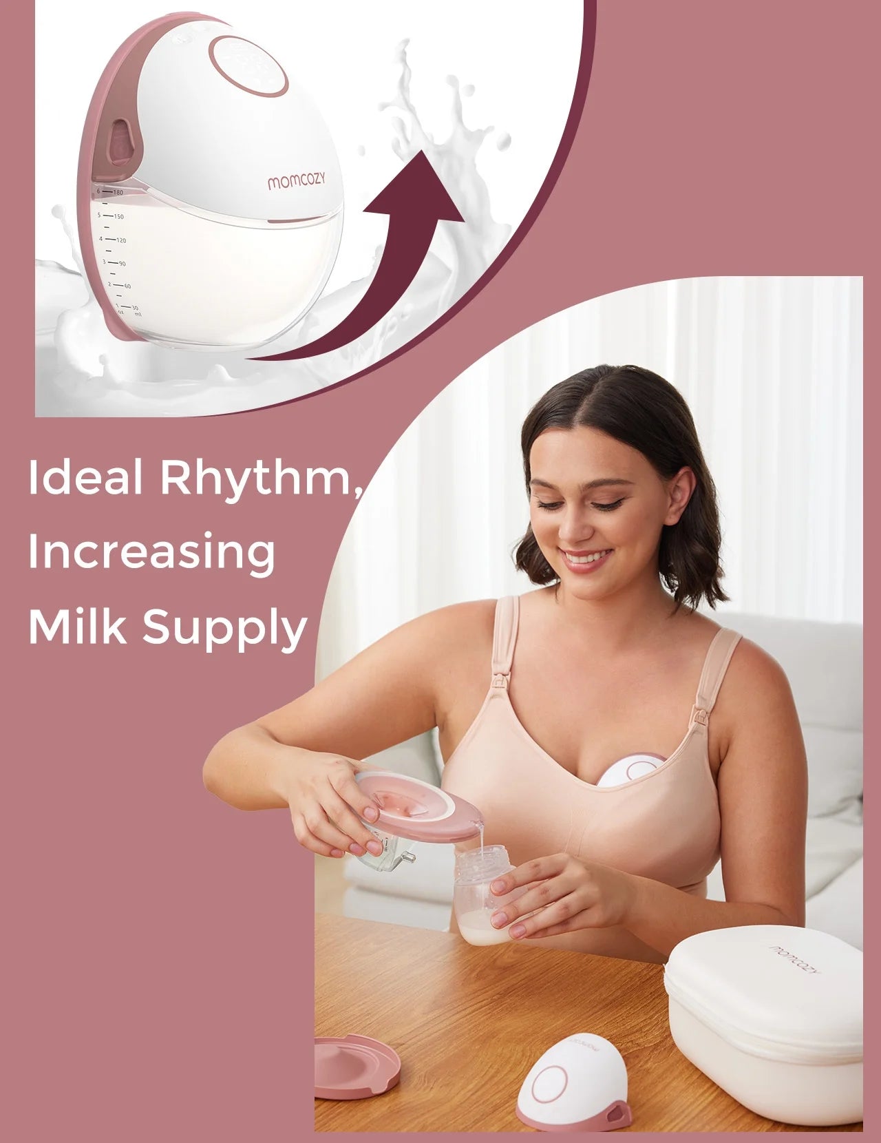 Hands-Free Wearable Breast Pump M6 - Optimal Rhythm for Enhanced Milk Production, Doublefit Flange for Comfort & Discretion, Featuring 3 Modes & 9 Levels, 24mm