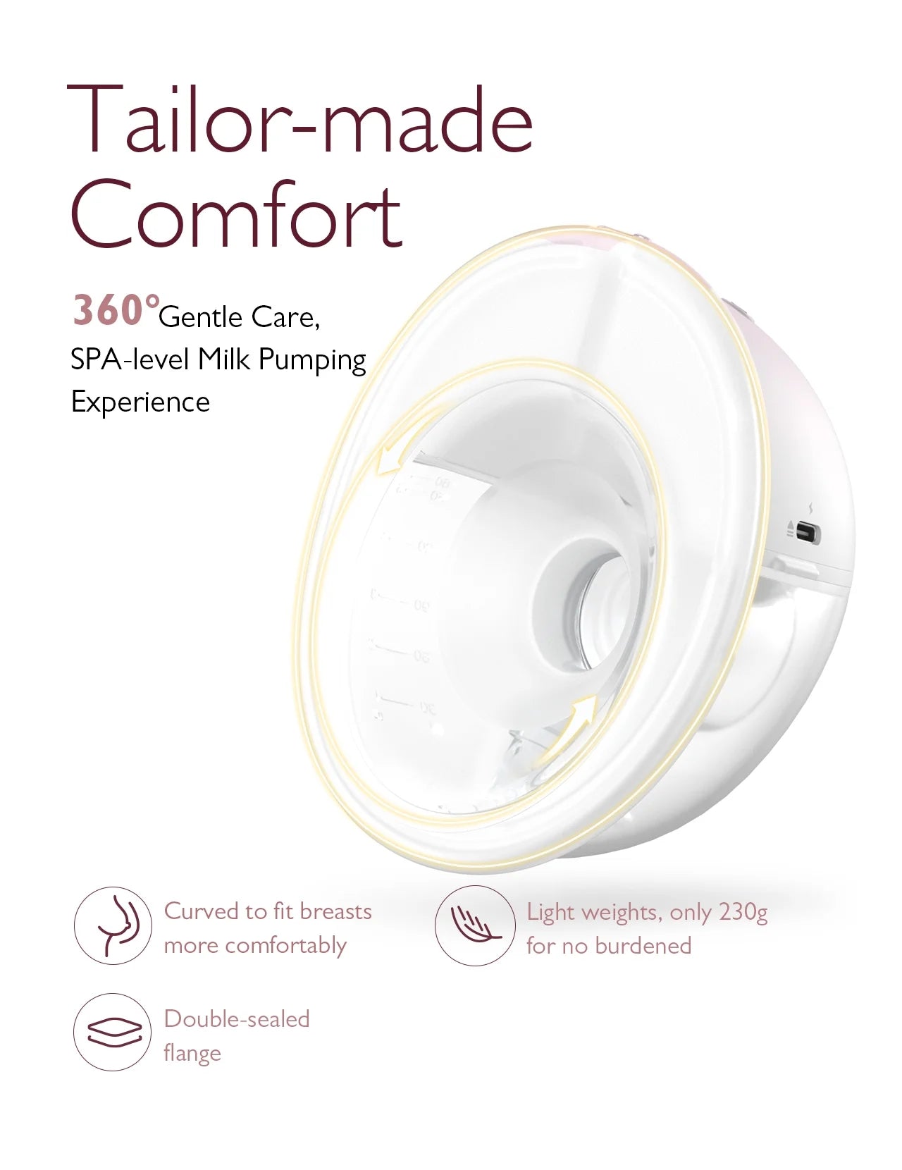 M5 Portable Electric Breast Pump - Hands-Free Wearable with 3 Modes and 9 Suction Levels, 24mm, 2-Pack in Gradient Pink